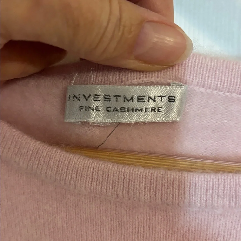 Cashmere Baby Pink Sweater, 3/4 Sleeves, small - Picture 3 of 4